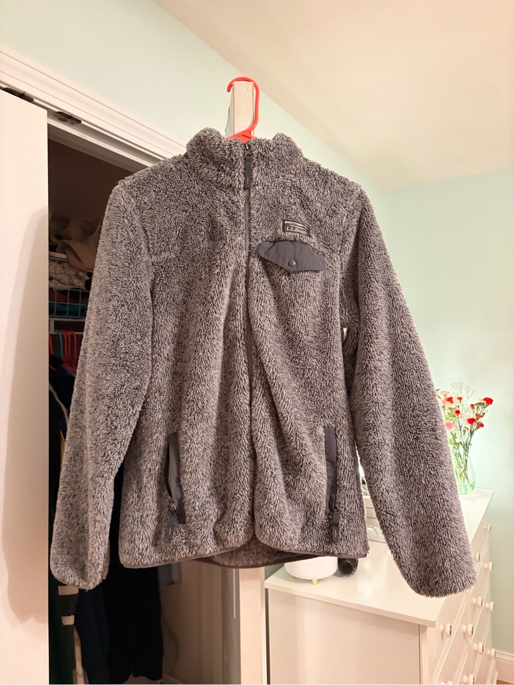 L.L. Bean Gray Plush Teddy Jacket
